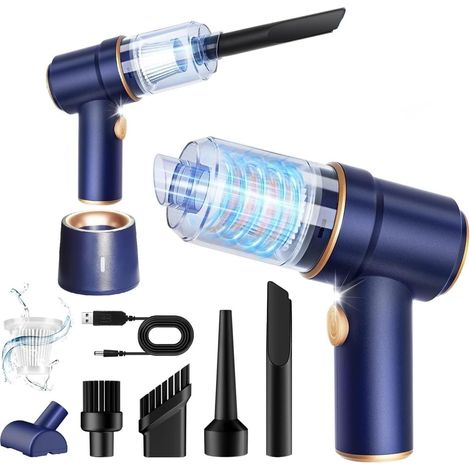 Leistungsstarker 2-in-1 Akku-Staubsauger (12 kPa) mit LED-Licht und Druckluftgebläse zur Reinigung von PCs, Büros und Autos