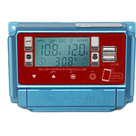 Régulateur Solaire MPPT 40A 12-60V avec WiFi/Bluetooth, Écran LCD, Double USB, Boîtier ABS Métal, Auto-détection Tension (1/5)
