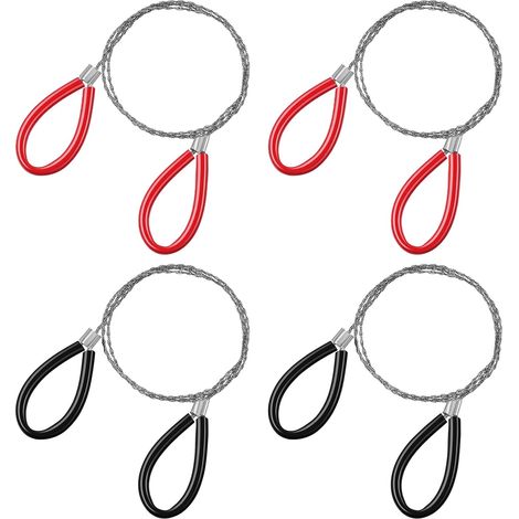 Lot de 4 scies à fil en acier inoxydable - 80 cm - Avec boucles - Scie à fil - Portable - Pour camping, jardin, extérieur (1/5)