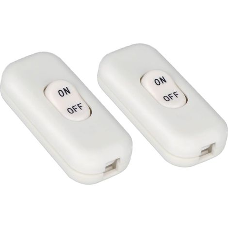 2er-Pack Nachttischschalter, schwarze Schalter, 6 A 250 V Doppelpolschalter, Mini-Wippschalter für Kleingeräte, Nachttischlampen und Tischlampen (weiß) (1/4)