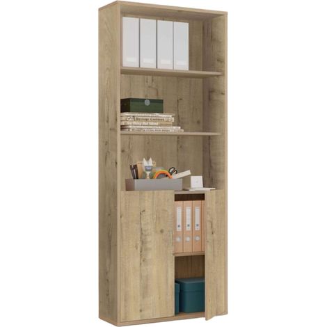 Estantería Oficina color Roble Gold 197x76x33 cm Librería moderna