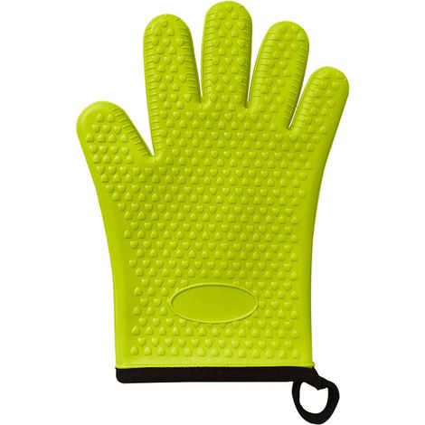 Fünf-Finger-Ofenhandschuhe aus Silikon, rutschfest und dick, grün, vertikaler Backform-Organizer