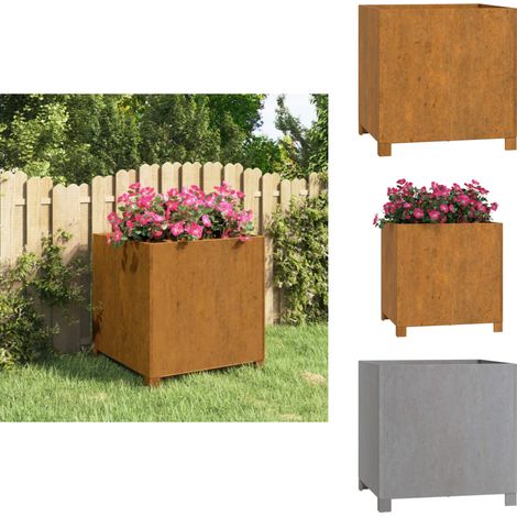 Pflanzkübel mit Beinen Rostig 49x47x50 cm Cortenstahl - Cortenstahl Pflanzkübel - Rostiger Pflanzkübel - Gartendeko - Balkonpflanze - Terrasse Pflanze (1/5)
