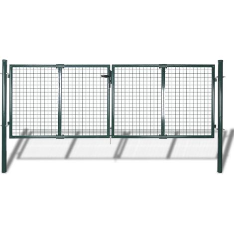 vidaXL Cancello da giardino in rete per recinzione, porta, griglia da parete 306x75 cm (1/7)