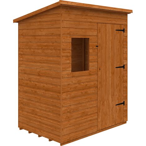 6 x 4 Feet Deluxe Pent 12mm Shed - Solid Wood/Softwood/Pine - L175 x W115 x H217.3 cm - Burnt Orange