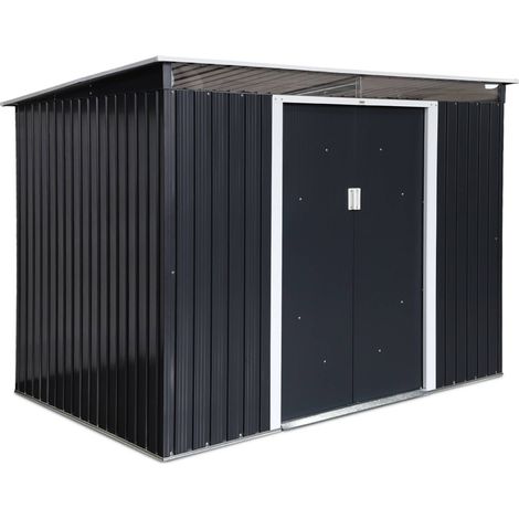 Metal garden shed 4.85m2 with skylight, Audomarois, charcoal grey, 261x181x186 cm (1/5)