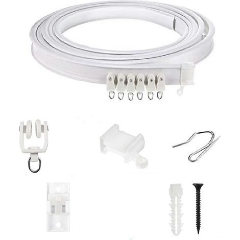 1 Kit d'accessoires pour tringle à rideaux de plafond : tringle à rideaux coulissante et flexible pour séparation de pièce, idéale pour les fenêtres en baie de camping-car et les douches. Installation (1/5)