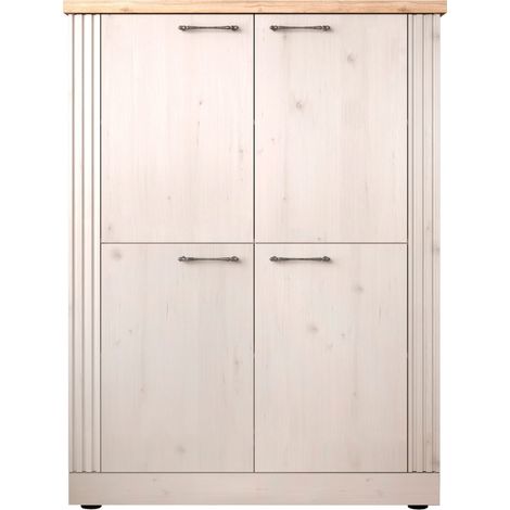 Credenza alta con 4 ante decorazione rovere Cadiz e bianco meringa H160 cm - COUNTRY