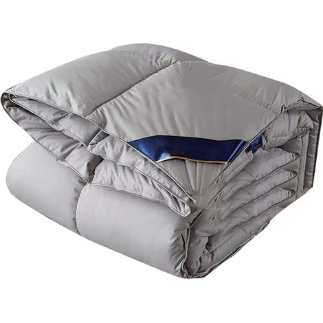 Couette en fibres synthétiques confortables et douces pour la peau, idéale pour les hôtels, les complexes hôteliers et la maison. Grise, 200 x 230 cm / 2,19 x 2,52 yd, 2,5 kg. (1/5)