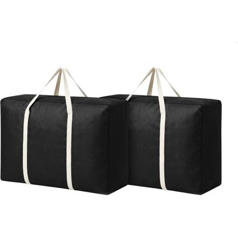 Sac de Rangement Vêtements - 2 Pièces - Pliable - Avec fermeture éclair - Tissu non tissé - Organisateurs de placard - Rangements pour Vêtements de Saison - 705025 cm - Noir (1/5)