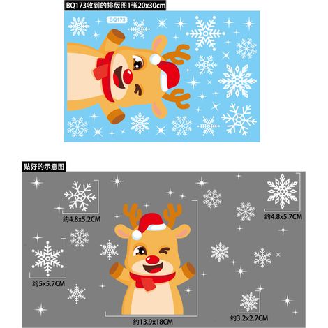 Autocollants flocons de neige Père Noël, décorations de fête de Noël, pendentifs, autocollants électrostatiques, boules à suspendre rennes et bonhommes de neige, guirlandes lumineuses, autocollants po
