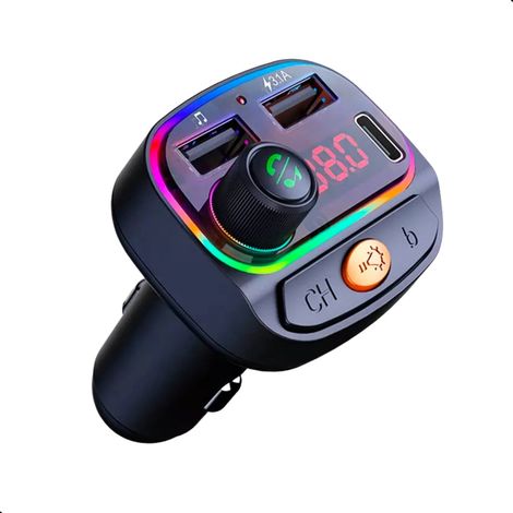 Trasmettitore FM Bluetooth - Kit vivavoce Bluetooth per auto - Trasmettitore wireless - Caricabatterie per auto - Autoradio - Caricabatterie per telefono da auto - Doppia porta USB - Chiamate in vivav (1/5)