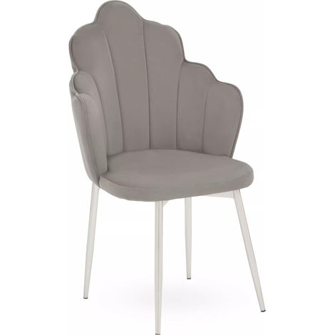 Interiors by Premier Grey Velvet Dining Chair, Durable & Adjustable Velvet Office Chair, Backrest Grey Accent Chair with Chrome Legs (1/5)