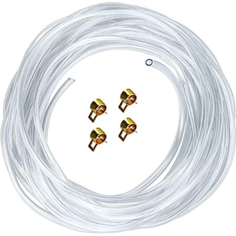 10M Tube PVC Silicone Transparent de Pression 4mm ID x 6 mm OD Tuyau d'Oxygène d'Aquarium Tuyau de Carburant avec 4 Colliers de Serrage (1/5)