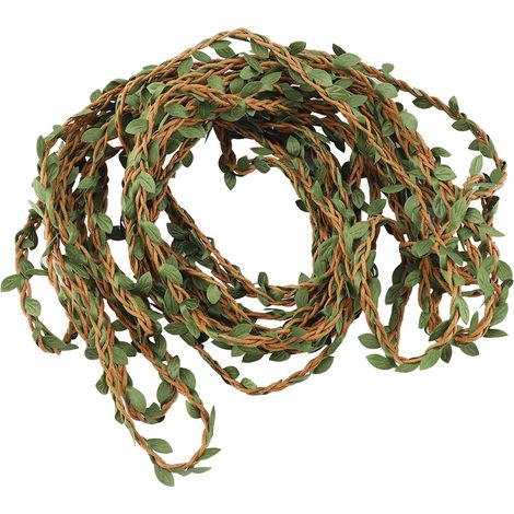 10m Ficelle chanvre natte mélangée feuilles artificielles style forêt ornement rotin marron (1/5)