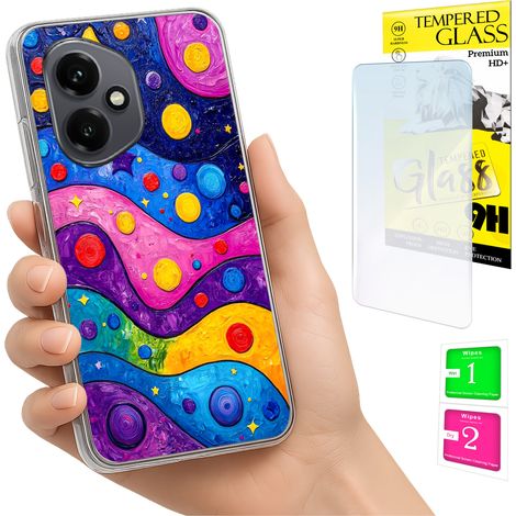 Custodia per Honor X7d / 400 Smart Photo Case Retro Onde + vetro 9H (1/5)