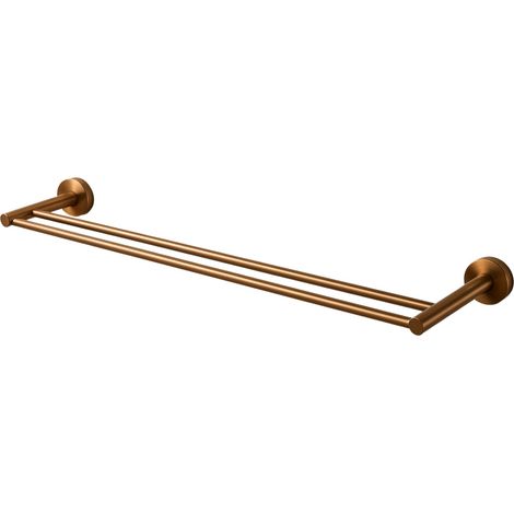BALNEO - double barre porte-serviettes en acier inox cuivré - porte-serviettes 60 cm QUBE inoxydable - barre de salle de bain (1/3)