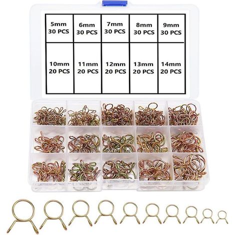 250 Collare di bloccaggio, metallo, 5-14 mm, clip a molla, tubo, moto, scooter, ATV (1/5)