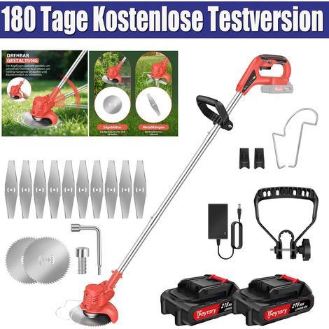 Akku Rasentrimmer Mit Akku und Ladegerät zubehör Freischneider Motorsense 1800W