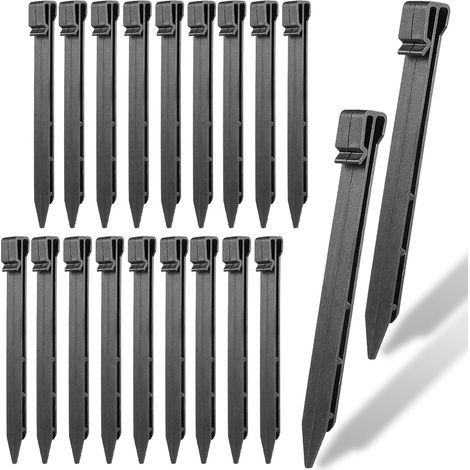 Ancrages de Sol en Plastique, Paquet de 20 piquets de Sol pour Bordures de pelouse pour Fixer Les Mouches des Mauvaises Herbes, pour Bordures paysagères, tentes et pelouse, Noir (1/5)