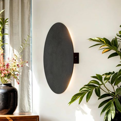 Applique ronde plate Ø 20 cm Moderne Métal Noir Lampe murale