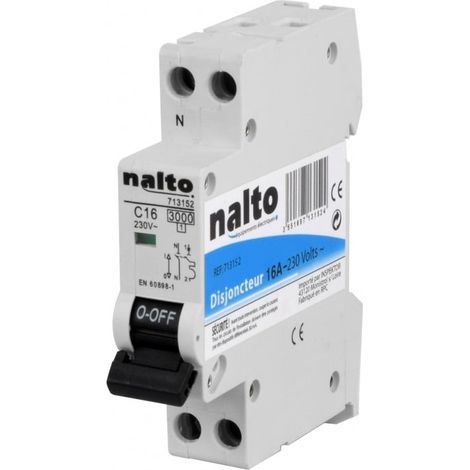 Disjoncteur unipolaire 16A – Courbe de déclenchement type C – Connexion à vis – Protection jusqu'à 3500W – Nalto (1/2)