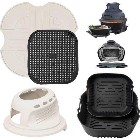 Lot de 2 moules en silicone + protection anti-éclaboussures + tapis en silicone + housse de protection pour friteuse à air chaud accessoires (1/5)