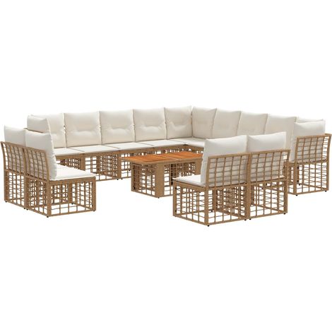 Gartensofa-set 14 stk. Natürlich und Cremweiß Poly-Rattan vidaXL (1/5)