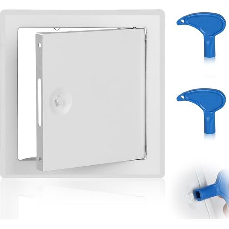Trappe de Visite Plafond 15cm x 15cm Panneau Trappe Inspection Rabat de Revision en Acier Blanc avec Loquets et Clé pour Mur et Plafond (1/5)