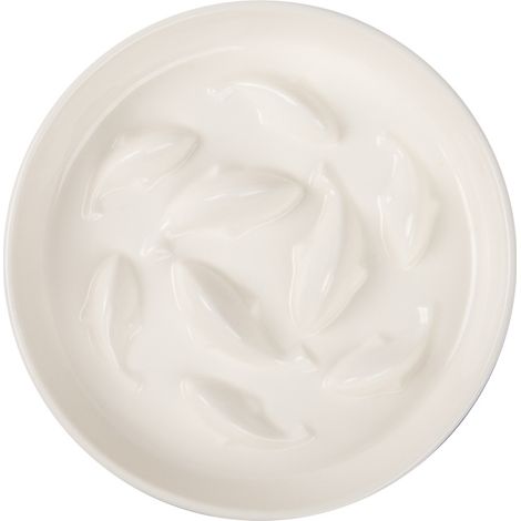 Comedero elevado de cerámica para gatos, comedero antiahogo para alimentación lenta, comedero para gatos con soporte para el cuello para alimentación lenta (Comedero de cerámica blanca para alimentaci (1/5)