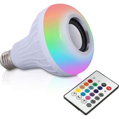 RGB Bluetooth Bulb with Speaker E27 12W Color Lights Wireless Bulb Plays Music with Remote Control (1/5)