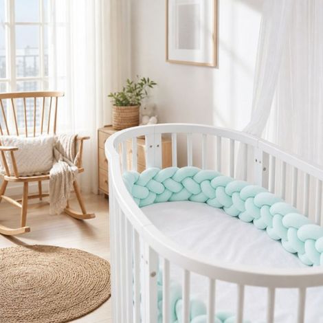 Tour De Lit - Velours Cristal - Rembourrage Coton Haute Résilience - Pour Berceau Lit Bébé - 1 M (1/4)