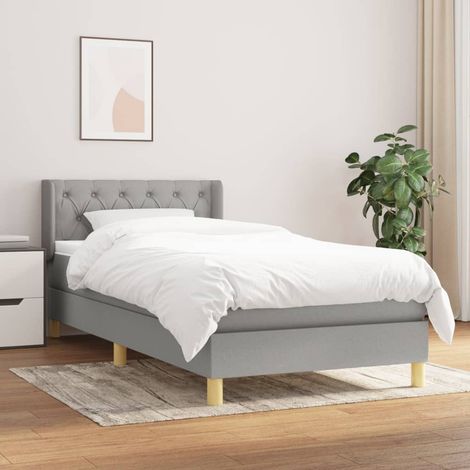 Lit Adulte - Lit à sommier tapissier avec matelas- Lit simple - Meuble de Chambre à Coucher Gris clair 80x200 cm Tissu CNIS4241542 (1/5)