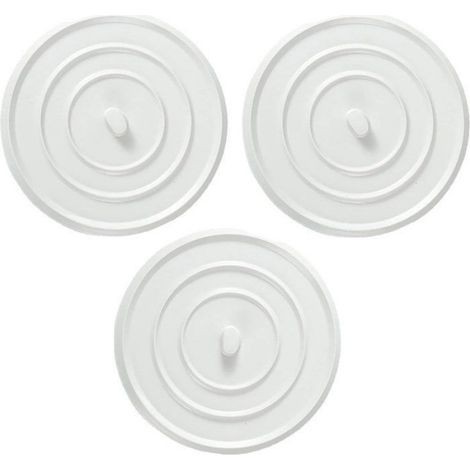 Bouchons d'Évier Silicone 3 Pièces Blanc, Universels pour Baignoire ou Lavabo, Anti-Fuites (1/5)