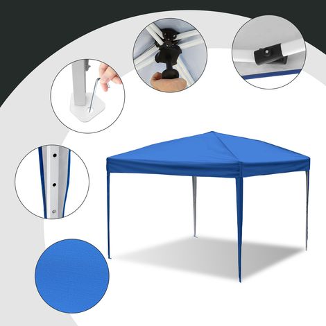 Wolketon Pavillon Pop Up Faltpavillon Faltbar Gartenzelt, UV-Schutz 50+ Pavillons Partyzelte Festzelt für Camping / Garten / Hochzeit / Strand 3 x 3m, ohn Seiten Blau