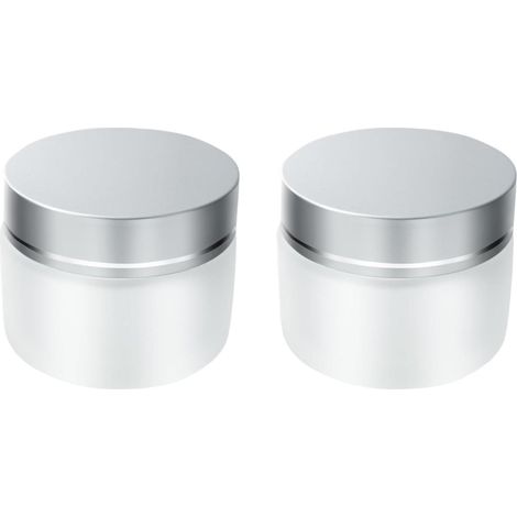 2 Pots Cosmétiques Vides 50ml - Petit Pot en Verre Dépoli avec Couvercle Argenté pour Crèmes, Voyage, DIY (1/5)