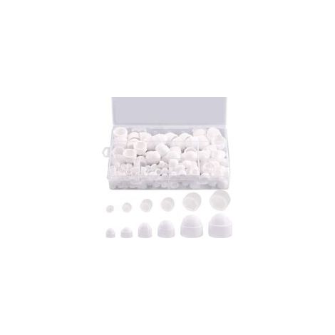 Cache-Écrou Hexagonal - 145 pièces, Cache-Écrou Hexagonal Bombé M4-M12 + Boîte Rangement - Blanc, Pour Meubles/Automobile (1/5)