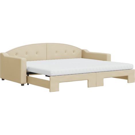 Maison Exclusive - Divano Letto Estraibile con Materassi Crema 90x200 cm Tessuto
