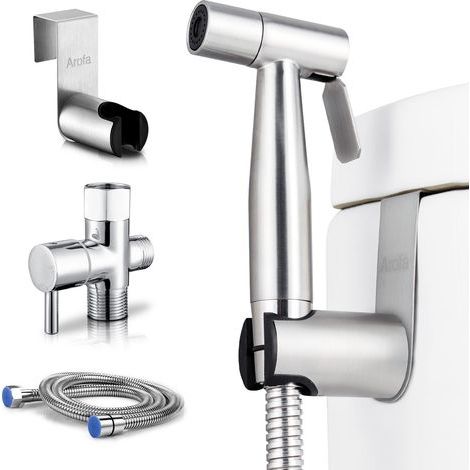Toilettenhygieneset. 3-Wege-Wasserhahn + ABS-Handbrause + 1,2 m Schlauch + Halterung (1/5)