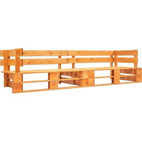 vidaXL Canapé de jardin palette 2 places marron miel bois (1/3)