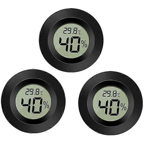 Lot de 3 hygromètres-thermomètres numériques LCD, pour intérieur et extérieur, avec mesure de l'humidité et de la température, compatibles avec humidificateurs, déshumidificateurs, serres, caves et ch (1/4)