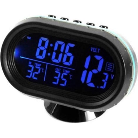 Horloge électronique numérique avec thermomètre automobile, adaptée aux véhicules à transmission automatique, double indicateur de température et de tension. (1/4)