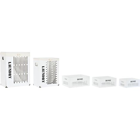 DKD Home Decor Lot de 5 paniers blanc noir beige (1/5)