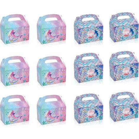 12 Stück Süßigkeitenboxen, Geschenktüten und Mitgebseltüten aus Papier, Partytüten für Kindergeburtstage, Babypartys und Unterwasser-Mottopartys