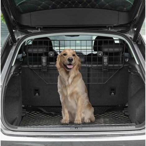 Verstellbares Kofferraum-Trennnetz für Hunde 90 bis 120 cm aus schwarzem Metall HAVRYA (1/5)