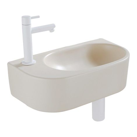 Fugaflow Efficiente Pietra Ensemble lave-mains – 40 x 21,5 x 12 cm – gauche – lisse – demi-rond – 1 trou pour robinet – céramique – robinet pour