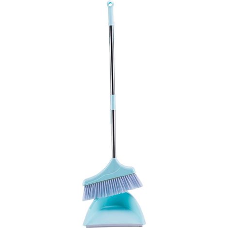 Ensemble Balai Et Pelle Debout - Matériau Pp Robuste - Pour Maison Bureau Cuisine - Set De 2 Pièces - Bleu (1/2)