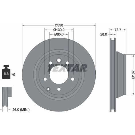 Lot de 2 Disques de frein Textar 92122005 AUDI 7L6615601D 7L6615601J 7L8615601C
