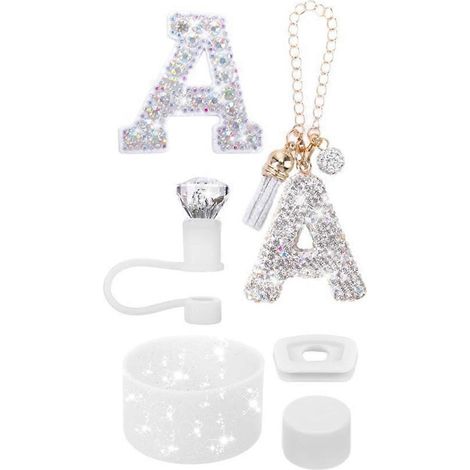 Stanley tasse Ornament ensemble Letter A Decorations ensemble 30 40OZ eau tasse Diamond paille Topper Spill anti bouchon (1/5)