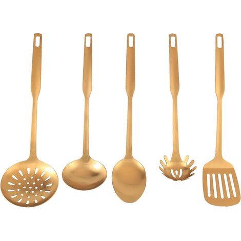 Acier inoxydable ustensiles de cuisine 5 piece cuisson trowel ensemble doré (1/5)